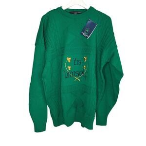 Blarney Castle Design Tis Himself Long Sleeve Pullover Sweater Green XXL NWT